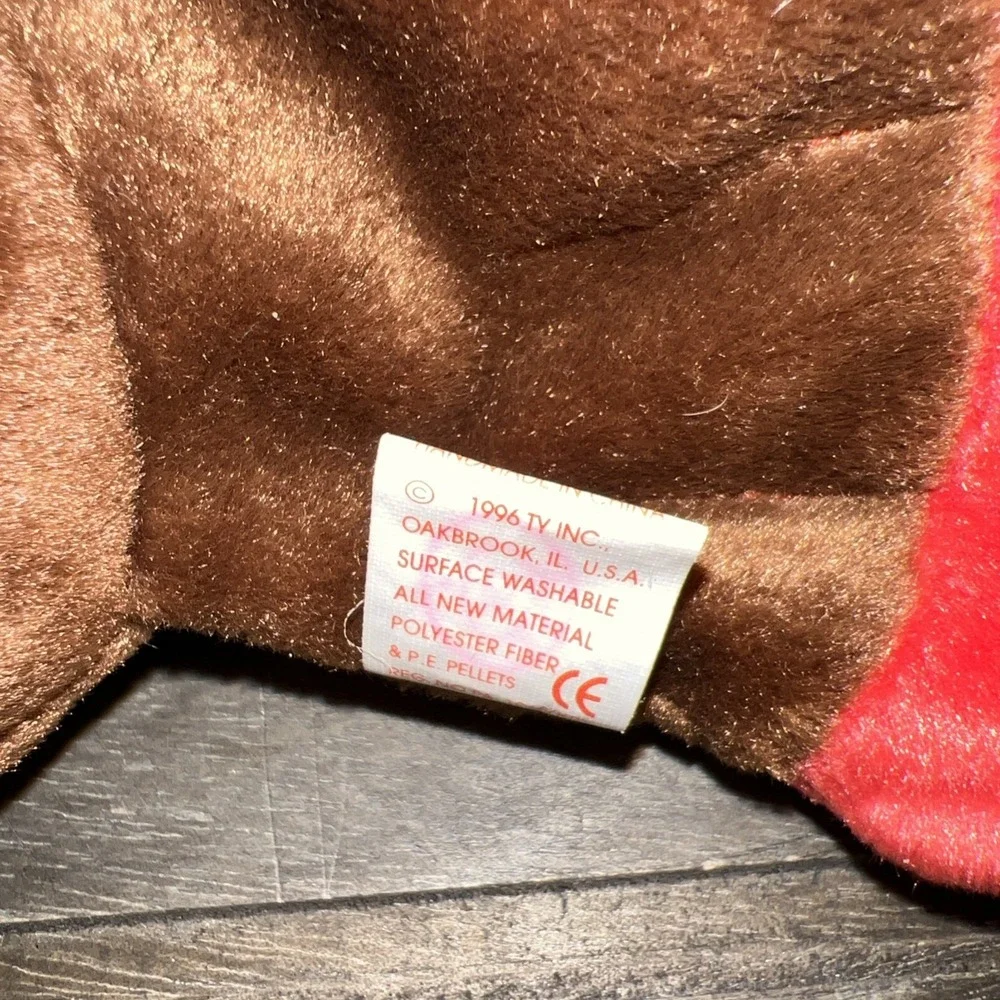 Ty Beanie Baby Gobbles the Turkey 1996 Thanksgiving Plush Brown Red White 4034